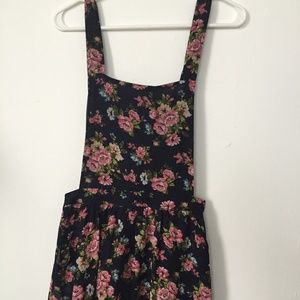 Forever 21 Flower Print Pinafore Dress